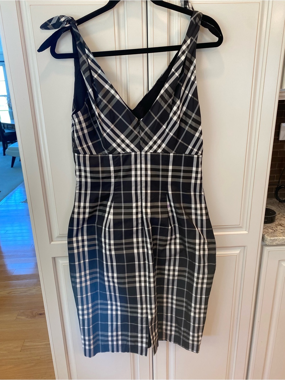 ME Makeover Essentials Black & White Plaid Tie-Shoulder Mini Dress - Picture 4 of 5